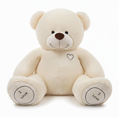 Мягкая игрушка Медведь Пух (зиг-заг/сердце) молочный 2м
