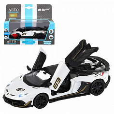 1251401JB ТМ "Автопанорама" Машинка металл., 1:32 Lamborghini SVJ, белый, откр. передние двери, св