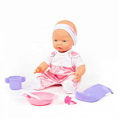 ПОЛЕ86754 Пупс "Весёлый" (35 см) с соской и набором для кормления (в пакете)