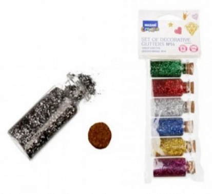 Фото товара М-9877 Блестки декорат. №14, 6цв.*10г., европодвес