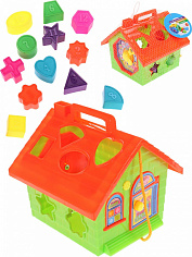 И-1659 Сортер "Домик" (16см*15.5см*15см, длина веревки 20 см), сетка ( Арт. И-1659)