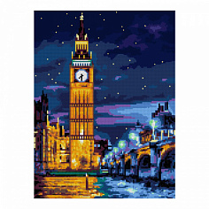 LORI Ам-047 Алмазная мозаика 30*40 см (частичное заполнение) "Ночь в Лондоне"