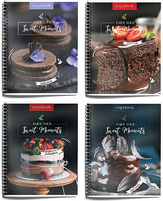 Тетрадь SchoolФОРМАТ "СЛАДКИЕ ТОРТИКИ" А5 96л, клетка,гребень (ТОГК-96-СТ) (227771) фото