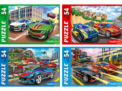 Фото товара П54-8516 ПАЗЛЫ 54 элемента. ГОРОДСКИЕ ГОНКИ (Арт. П54-8516) кратно 32