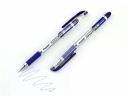 Фото PT-501-A Ручка шариковая PIANO "SAGACIOUS", 0,7мм, серебристый корпус, резиновый держатель, синяя (5