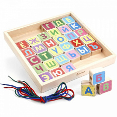 КША3301 Конструктор "Шнуровка азбука", 33 детали, 4 шнурка, 265*225*25