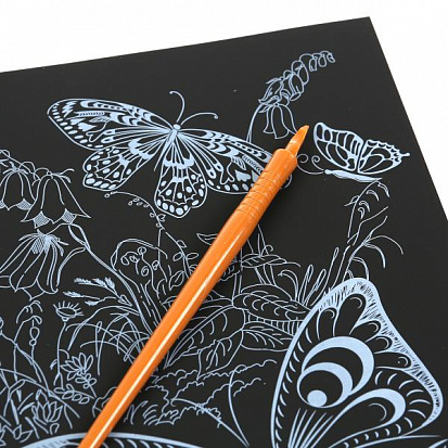 Фото 100SCRATCHART-CLR-BUTTERFLY Гравюра 18*24 см бабочки, цветная MultiArt