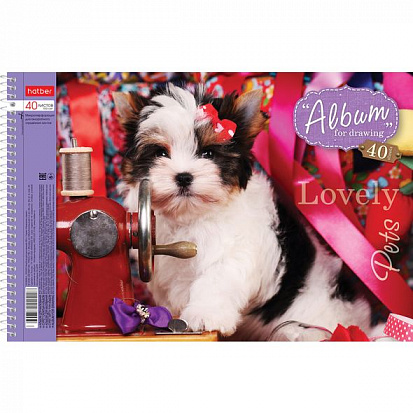 004142 Альбом для рисования ХАТБЕР А4 24 листов "ЛЮБИМЦЫ", перфорация на отрыв, гребень (5/35) (24А4 фото