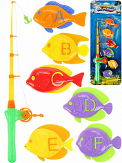 M1500-4 Рыбалка пластиковая (20х50см) "Большой улов" (6 рыбок,удочка с катушкой,в блистере) (Арт. M1