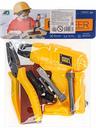 Фото товара 2318217 Набор инструментов"Ремонтное дело"(38,5х26,5 см)(14 предметов,дрель инеционная,в пакете) 231