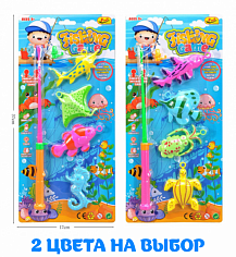 862K-1 Магнитная рыбалка Морские обитатели (4 предмета, удочка), 2 вида в ассорти [цена за шт.] (862