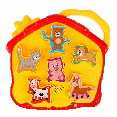 Фото HT555-R Говорящий сортер 18 песен из м/ф и о животных, 6 игрушек,учим названия животных "Умка"