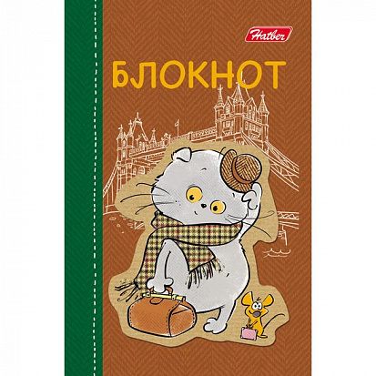 Фото товара 051751 Блокнот ХАТБЕР А7 "КОТ БАСИК", 48л, клетка, 3-х цв. блок, на клею (48Б7B1к басик) (051751)