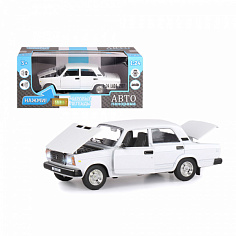 1200157JB ТМ "Автопанорама" Машинка металл., ВАЗ 2107, масштаб 1:24, белый, инерция, откр. двери, ка