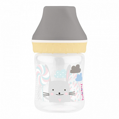 Фото товара LUBBY23571 арт.23571/12 Бутылочка для кормления с мол. соск. с клап., шир. горл., от 0 мес, 125 мл, 