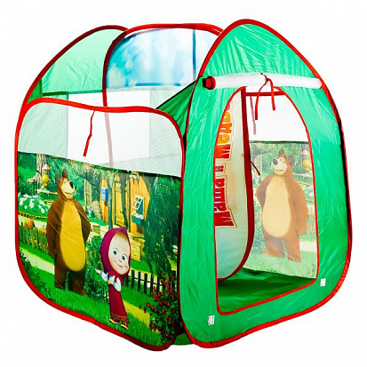 Фото GFA-MB-R Детская игровая палатка "играем вместе" "маша и медведь" 83*80*105см в сумке