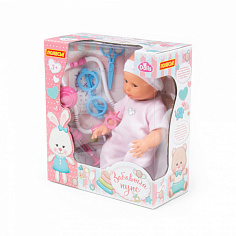 ПОЛЕ78315 Пупс "Забавный" (35 см) с соской + набор "Доктор" (4 элемента) (в коробке)