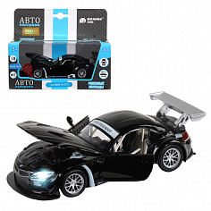 1251396JB ТМ "Автопанорама" Машинка металл., 1:32 BMW Z4 GT, черный, инерция, свет, звук, откр. двер