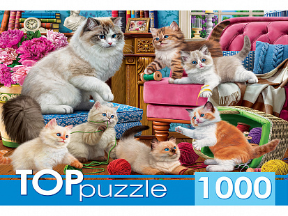 Фото товара ХТП1000-2158 TOPpuzzle. ПАЗЛЫ 1000 элементов. ХТП1000-2158 Озорные котята