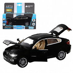 1251157JB ТМ "Автопанорама" Машинка металл., 1:32 BMW X6, черный, инерция, свет, звук, откр. двери,