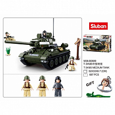 M38-B0689 (12) Конструктор пласт. танк с фигурками, 687дет. в русс. кор.