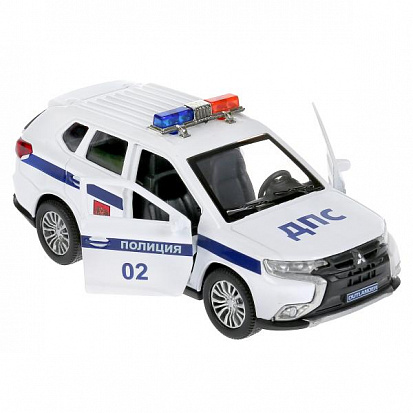 Фото OUTLANDER-12POL-WH Машина металл "mitsubishi outlander полиция" 12см, откр дв, инерц.белый в кор. Те