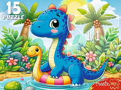 УК15-0204 МАКСИ-ПАЗЛЫ 15 элементов. ДИНОЗАВРИК В ПРУДУ (арт.УК15-0204)