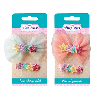 Фото товара 455390 Набор зажимов "Радужные звезды" 2 шт., 7 см., в ассорт.