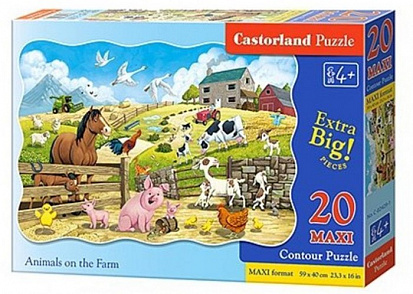 Фото товара Пазлы MX-02429 Животные на ферме, 20 деталей MAXI Castor Land
