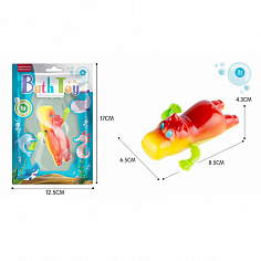 DN9902 Заводная игрушка для ванной Бегемот 8см, цвет красный+желтый (DN9902)