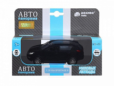 1251434JB Машинка металлическая ,1:39 KIA SPORTAGE R, черный, инерция, откр. двери, в/к 17,5*12,5*6,