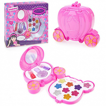 Фото товара ВВ1773 Набор детской декорат. косметики Bondibon Eva Moda, BOX 27,5х23х5,8 см, косметичка-карета 2-у