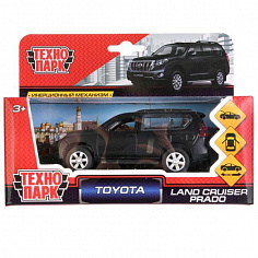 PRADO-BE Машина металл TOYOTA PRADO МАТОВАЯ ЧЕРНАЯ, 12см, открыв. двери, инерц. Технопарк в кор.