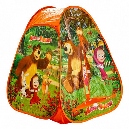 Фото GFA-MB01-R Детская игровая палатка "играем вместе" "маша и медведь" 81*91*81см в сумке
