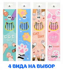 МС-7502 Карандаш графитный "ЛАПКИ" HB деревянный, заточенный с ластиком