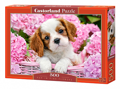 Фото товара Пазлы B-52233 Щенок в цветах, 500 деталей Castor Land