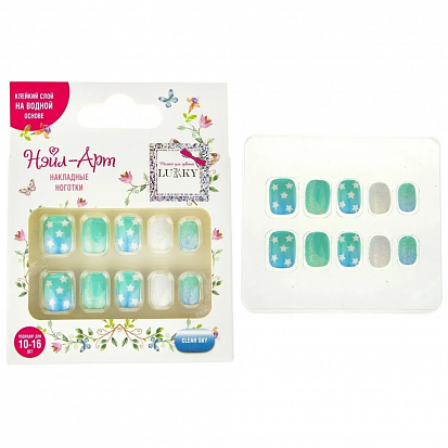 Фото товара Т20804 Lukky Нэйл-Арт наб. #7 Clear Sky 10 наклад.ногтей на клеевой основе,10-16 лет,кор. (10317120/