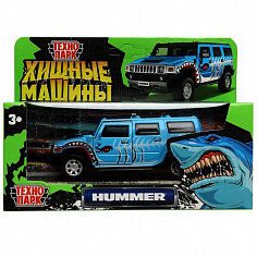 HUM2-12PRE-BU Машина металл HUMMER H2 ХИЩНИКИ 12 см, двери, багаж, инерц, голубой, кор. Технопарк
