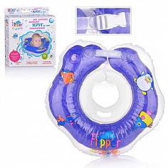 FL003 Надувной круг на шею для купания малышей Flipper 0+ с музыкой "Буль-буль водичка". Две камеры,