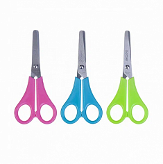 Ножницы детские ХАТБЕР "COLORA" 13,5см. сталь, с линейкой, европодвес, индив. уп. (072025) (1/12/240