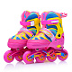 миниатюра U001755Y Ролики детские, S розово-желтые с синим, PU колёса со светом, в сумке