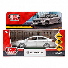 CIVIC-SL Машина металл "HONDA CIVIC" 12см, открыв. двери, инерц, серебристый, в кор. Технопарк
