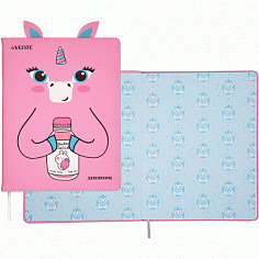 Дневник deVENTE "UNICORN AND JUICE",тв.обл.из иск.кожи,аплик из иск.кожи,цв.форзац,1 ляссе (2020279)