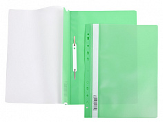 Папка-скоросшиватель А4 ХАТБЕР, зеленая 140/180 мкм, пластиковая, с перфорацией (AS4_00204) (040019