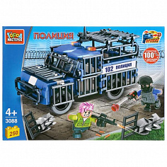 3088-JM Конструктор "Город мастеров" полицейская машина, с фигурками, 250дет. в русс. кор.