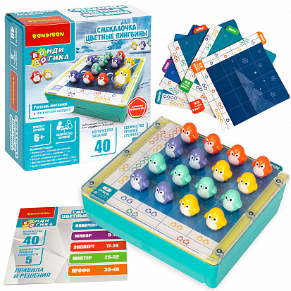 Фото товара ВВ5678 Логическая игра Bondibon "СМЕКАЛОЧКА. ЦВЕТНЫЕ ПИНГВИНЫ"