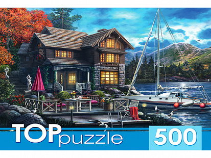 Фото товара ХТП500-5730 TOPpuzzle. ПАЗЛЫ 500 элементов. ХТП500-5730 НОЧНОЙ ДОМ И ЯХТА