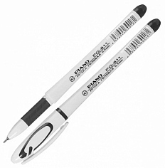 PG-811/черн. Ручка гелевая PIANO, 0,5 мм, белый корпус,резин. держатель в цвет чернил, черная (12/11