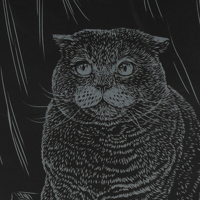 Фото LORI Гр-668 Гравюра большая с эффектом серебра "Британская кошка"