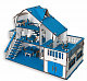 миниатюра ЭД-064 Сборная игрушка Кукольный домик с террасой,цвет Синий мебель в комплекте